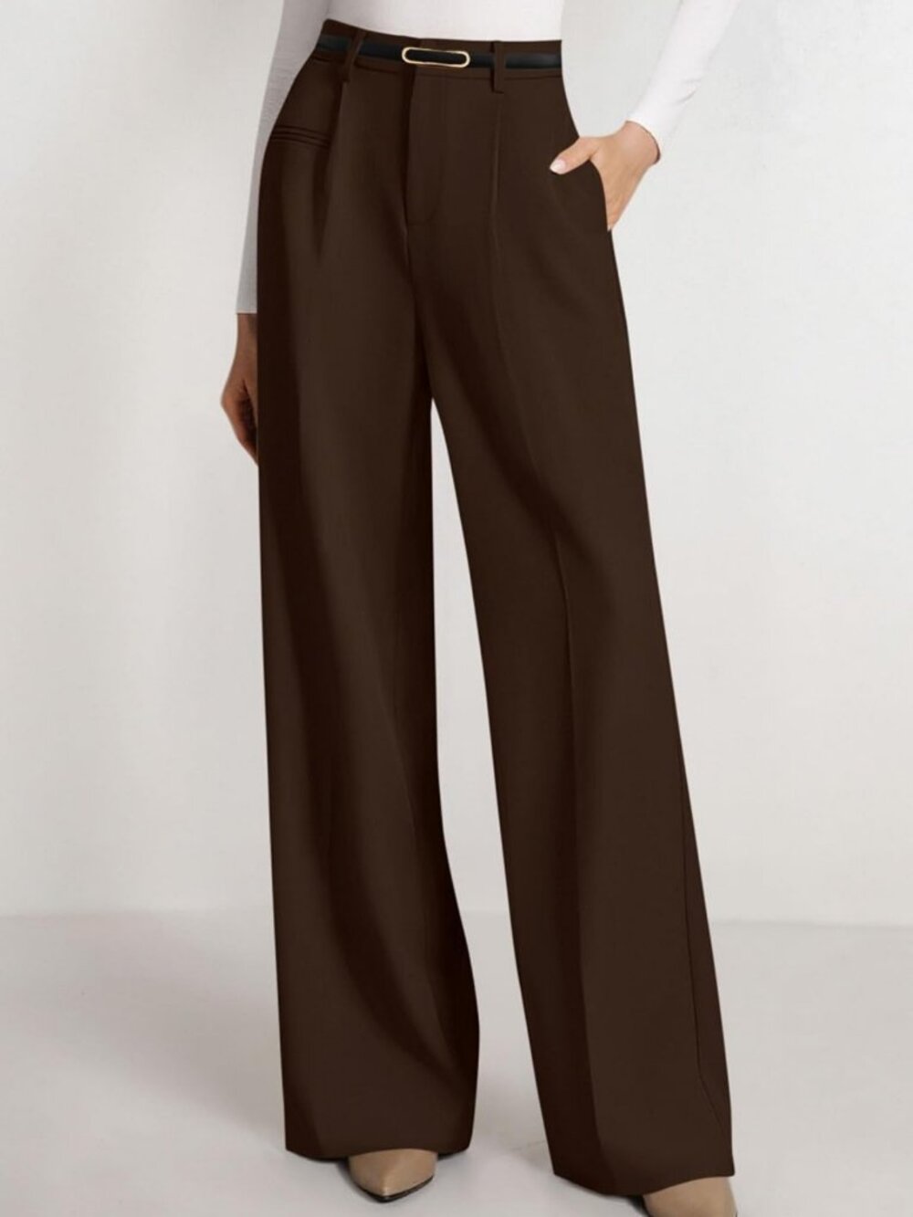 Chic Women's Tailored Wide Leg Work Pants | Stylish Office Trousers for All-Day - Picture 5 of 6